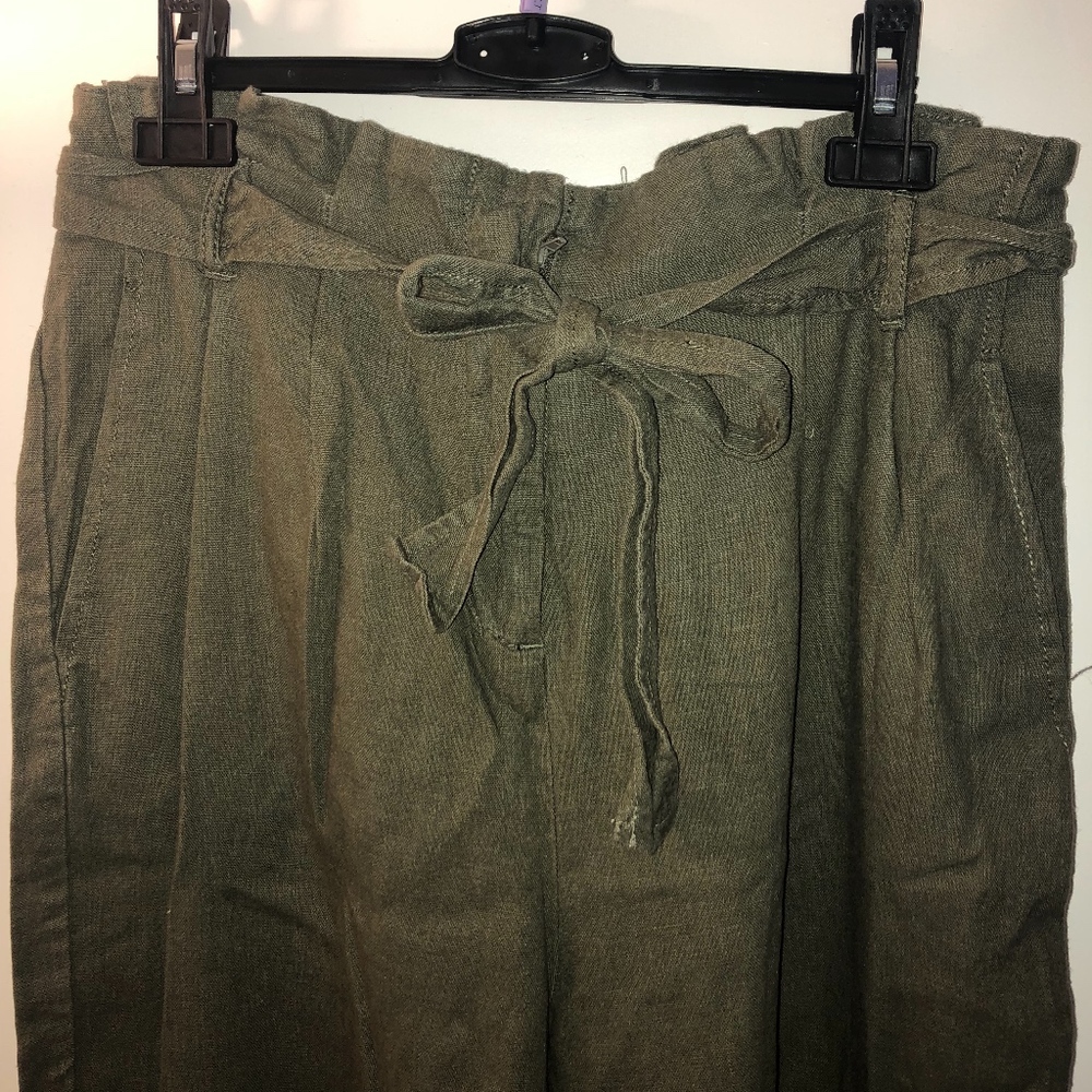 Ci Sono Army Green Paper Bag Pants